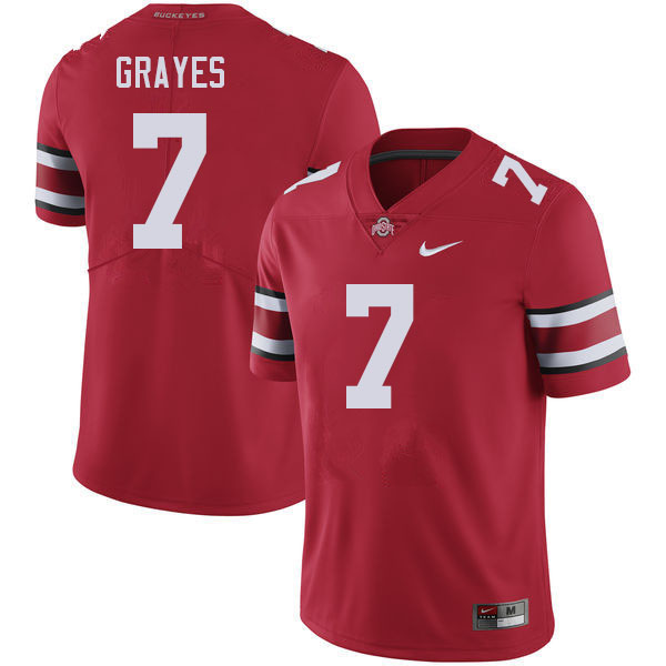 Ohio State Buckeyes Kyion Grayes Men's #7 Red Authentic Stitched College Football Jersey